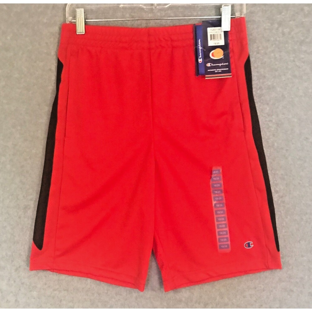 NEW! Champion Athletic Boys Shorts 18/20 Authentic Activewear Red Black Poly NWT